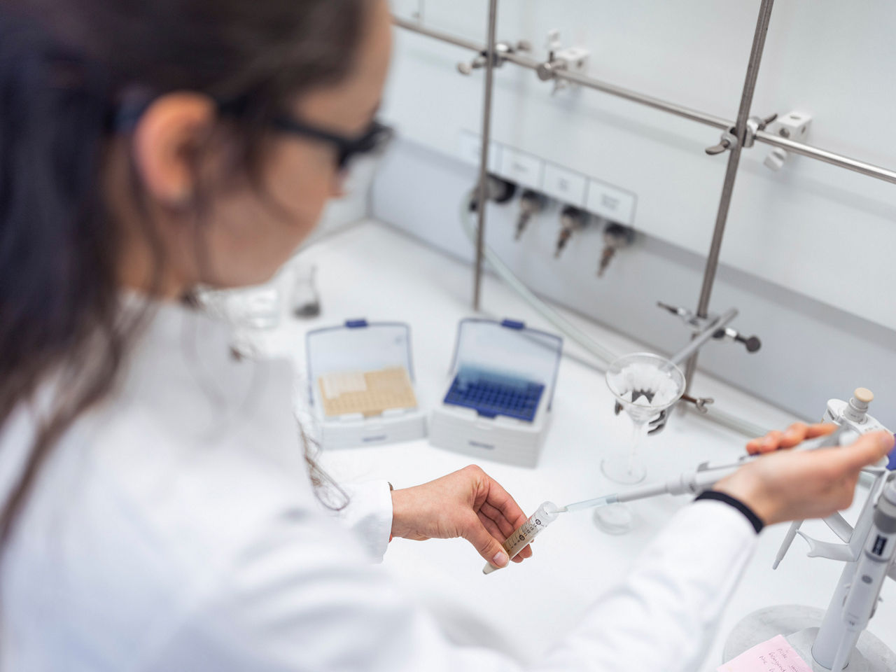 Person works in a laboratory