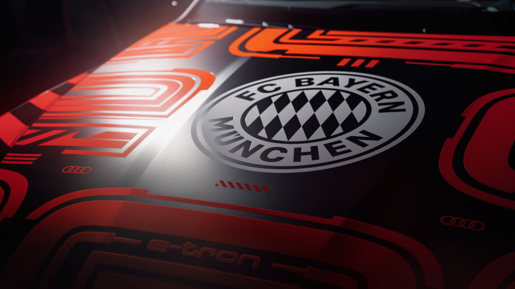 FC Bayern logo on an  Audi e-tron triple 2020