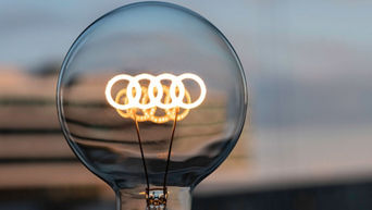 Close-up of a light bulb with the four rings