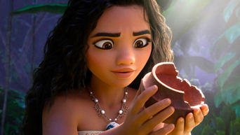 Disney Prinzessin Moana hält eine zerbrochene Tonvase