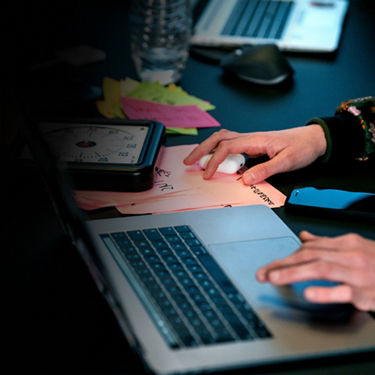 A person using a laptop