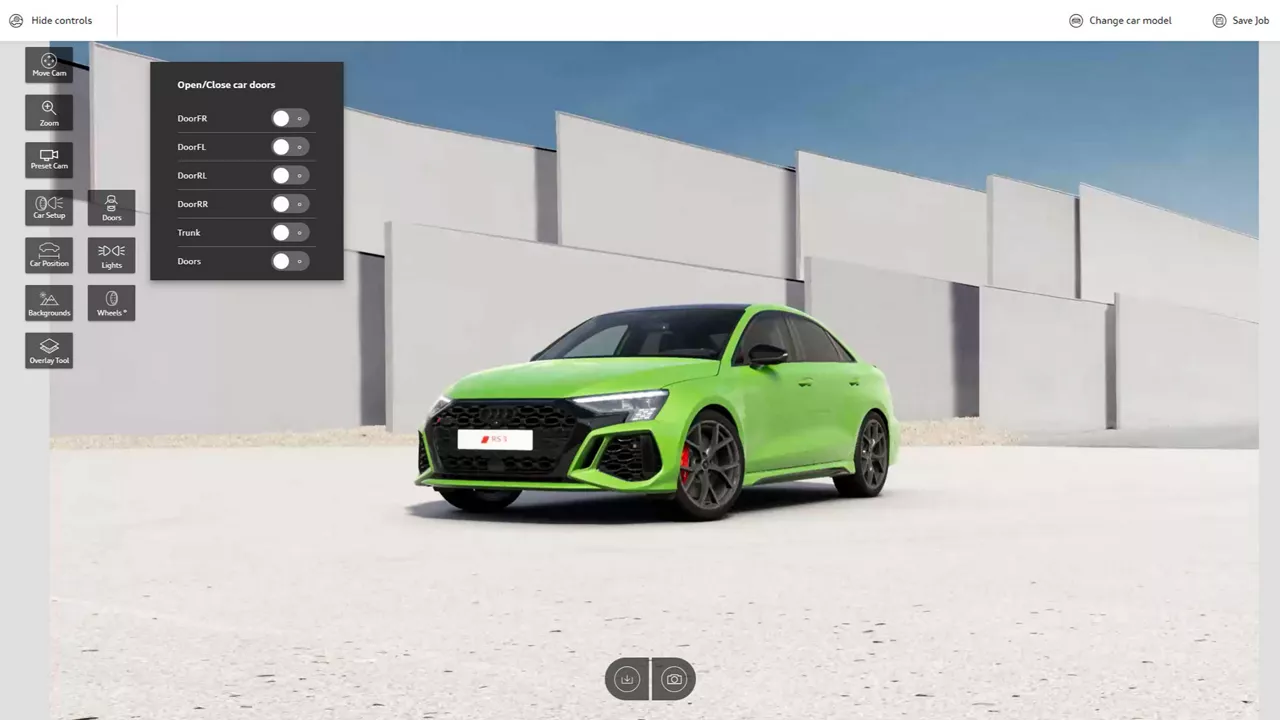 Online Produkte Teaser mit hellgrünem Audi Modell