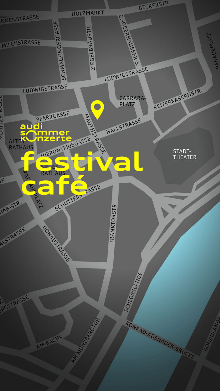 Kartenansicht mit dem markierten Standort des Festival-Cafés