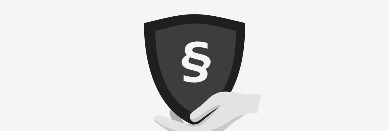 Icon: Hand hält ein Schild mit Paragraph