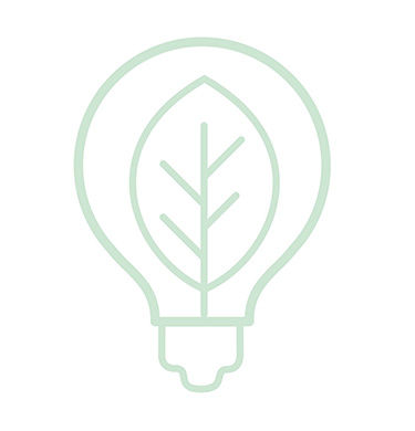 Graphic illustration of a light bulb with a leaf inside