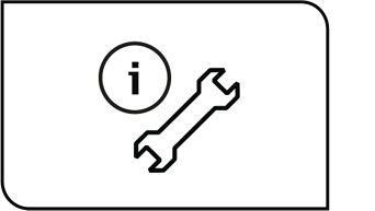 Information symbol and an animated wrench