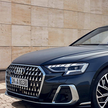Close up of the front headlights of the Audi A8 L