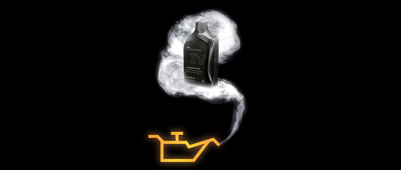 Audi Original Motoröl fließt aus einem schwarzen Kanister