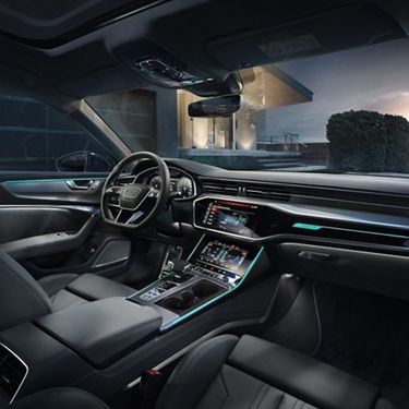 Foto de la tecnología de un Audi A6 de la gama Superpremium de Audi. 