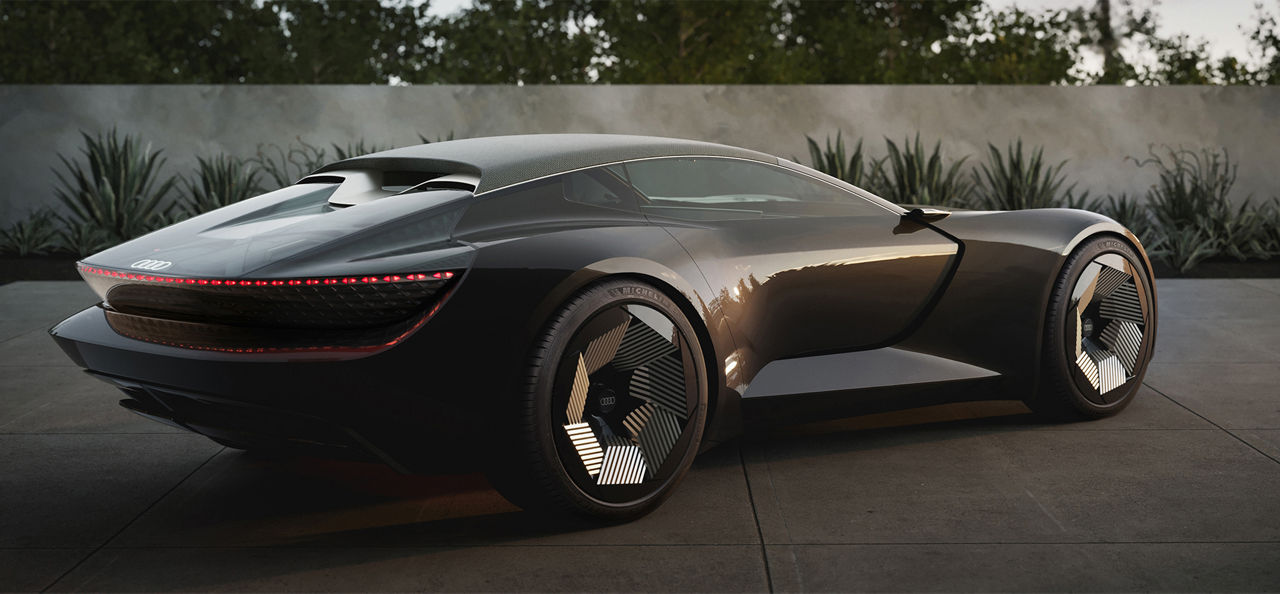 Audi skysphere roadster avec toit fermé vu en diagonale de l'arrière