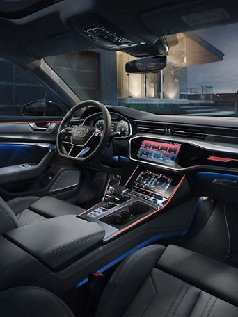 Atmospheric cockpit view with Audi themes 