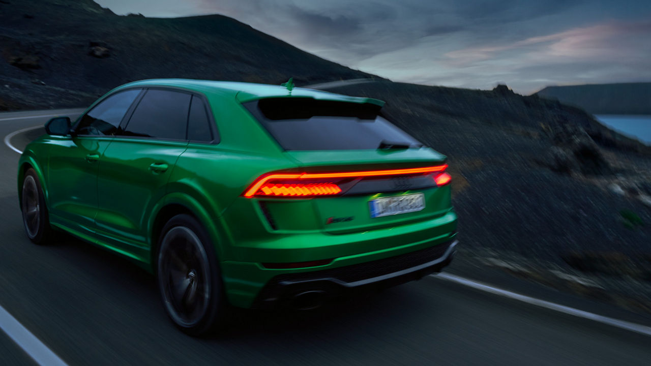 The Audi RS Q8 in dynamic pass-by