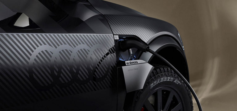 Charging socket on the Audi Q8 e-tron edition Dakar.
