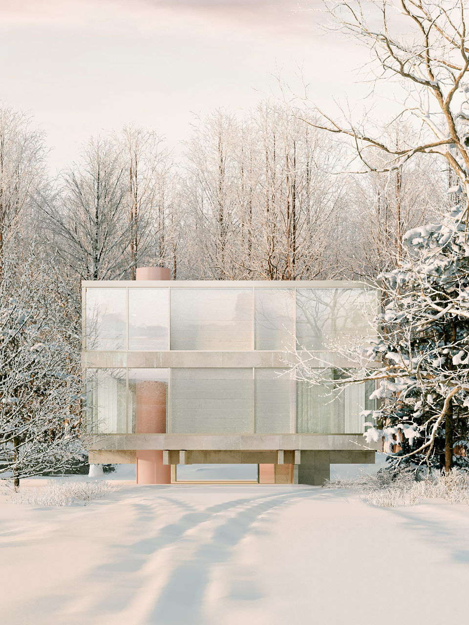 De buitenkant van het Winter House.