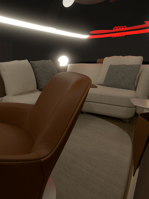Poliform's interior design shows how the interior is illuminated in the dark with various light elements.