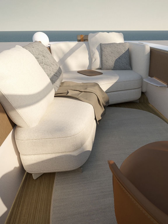 Poliform's interior design for the Audi urbansphere concept shows a cozy in-terior with various seating elements.