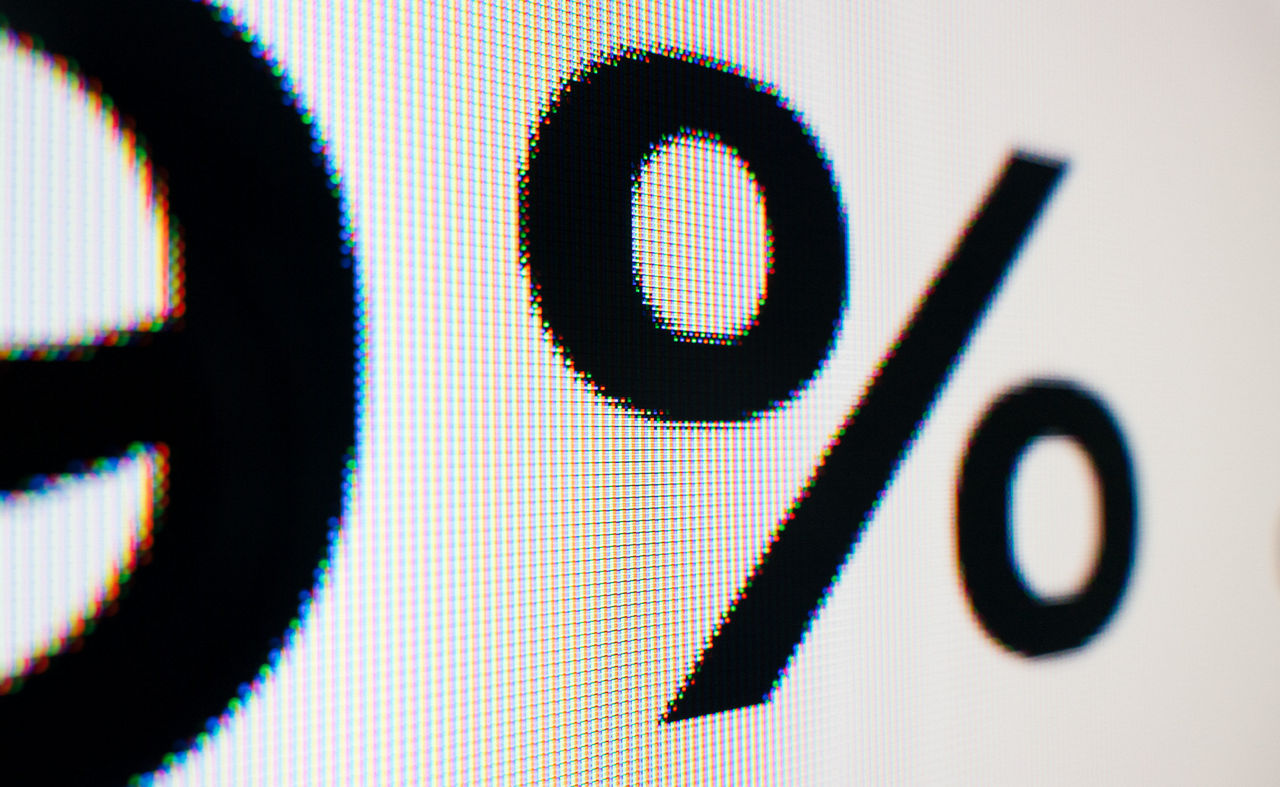 Close-up of a percentage sign.