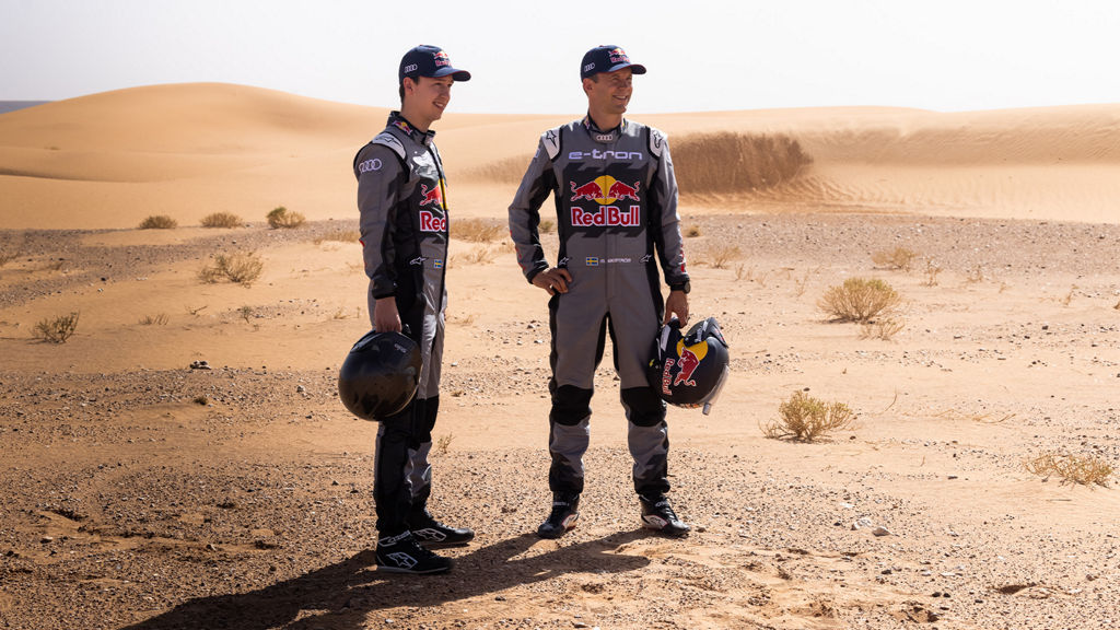 Mattias Ekström and Emil Bergkvist in the desert.