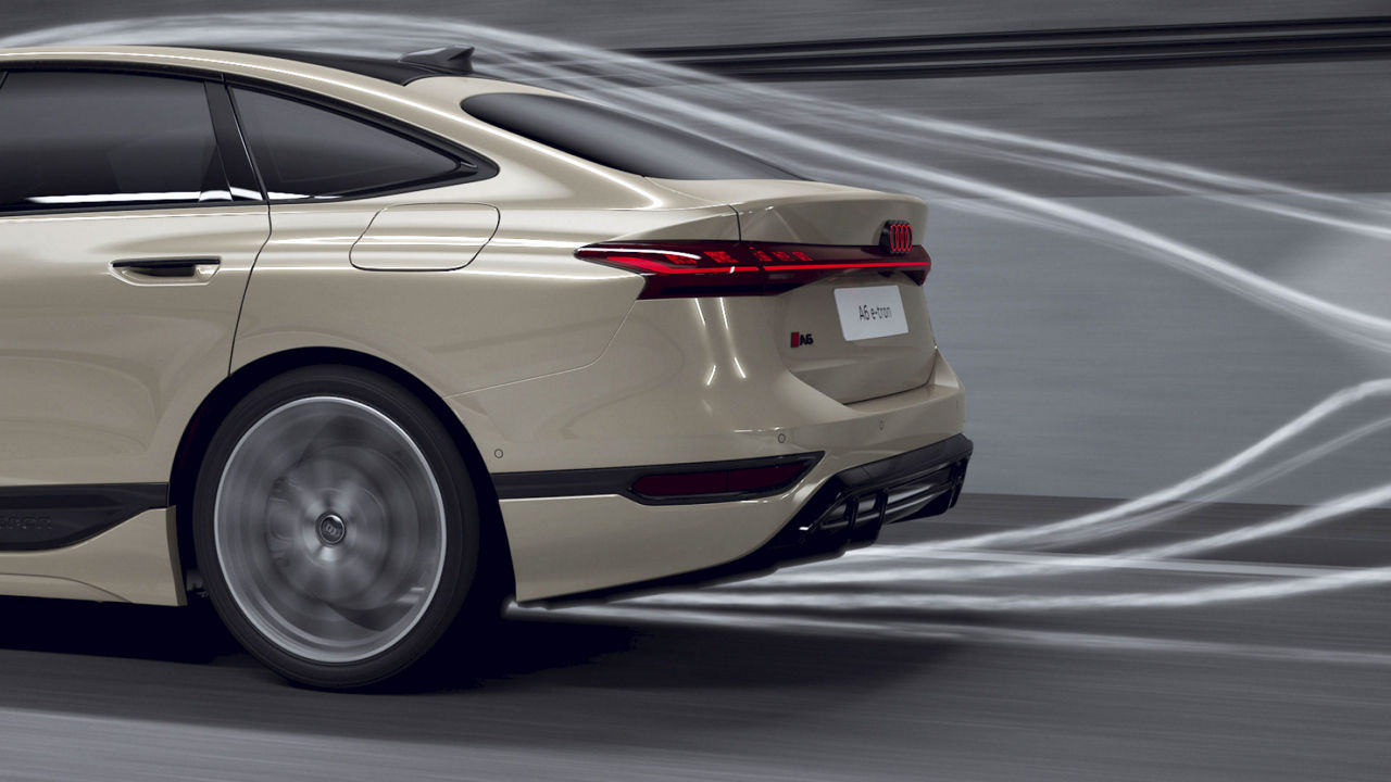 Simulation der Luftströmung hinten Audi A6 e-tron.