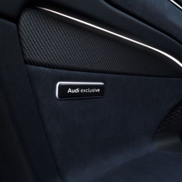Das Audi exclusive Logo in der Türverkleidung unterhalb der Zierleiste ist zu erkennen.