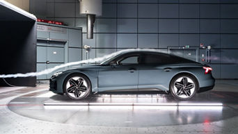 Audi RS e-tron GT in the wind tunnel.