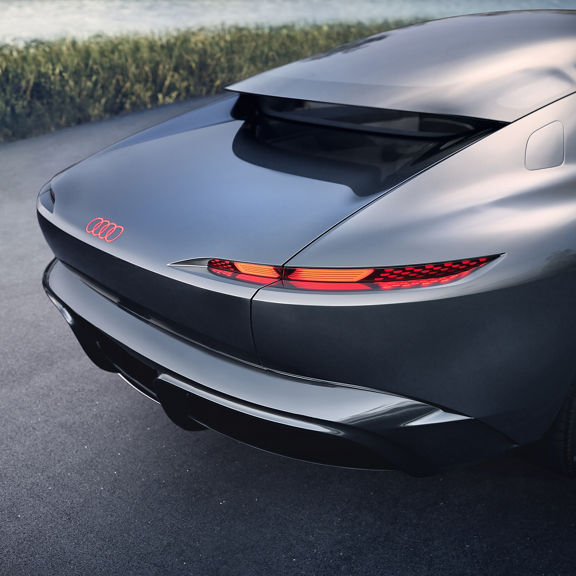 View of the taillights on the rear of the Audi grandsphere concept.