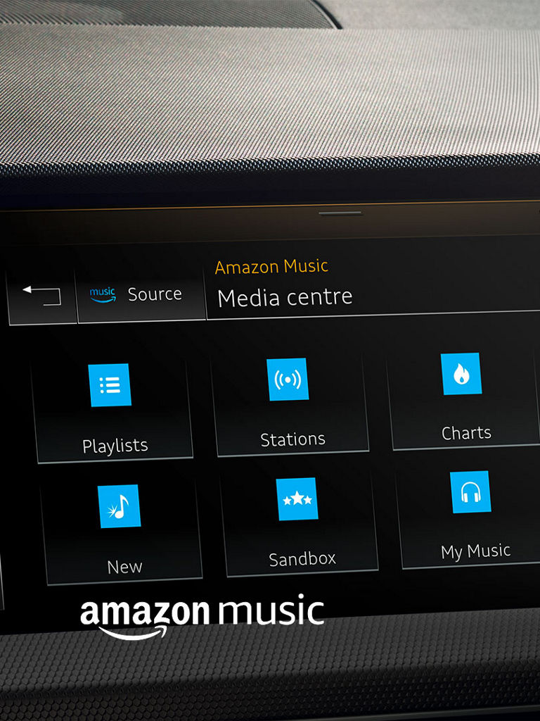 Foto del servicio Amazon Music integrando en un Audi A1 Sportback. 