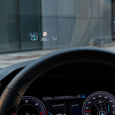 Foto de la tecnología Head-up display de un Audi A3 allstreet. 
