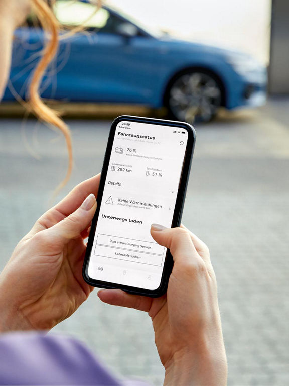 Smartphone shows the myAudi app