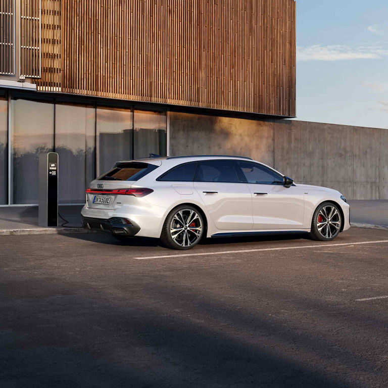 Side view of the Audi A5 Avant e-hybrid during charging