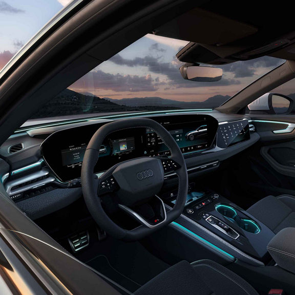 Audi A5 Saloon interior view of the MMI display. Font view