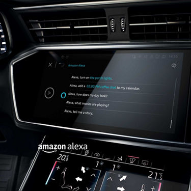 Foto del asistente virtual Amazon Alexa integrado en el Audi A7 Sportback. 