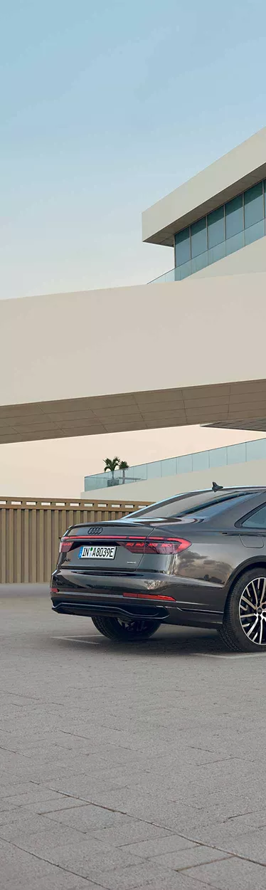 Side rear view Audi A8 L TFSI e
