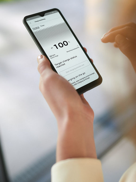 Smartphone shows the myAudi app