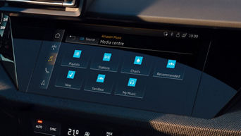 Foto de Amazon Music integrado en el sistema MMI de un Audi. 