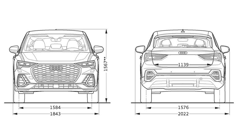 Audi Q3 Sportback edestä ja takaa