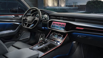 Atmospheric cockpit view with the Audi themes 