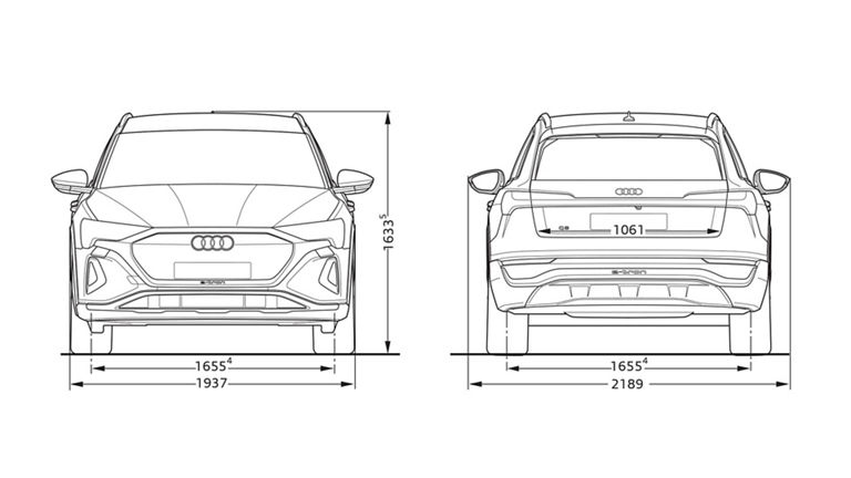Front and rear view Audi Q8 e-tron