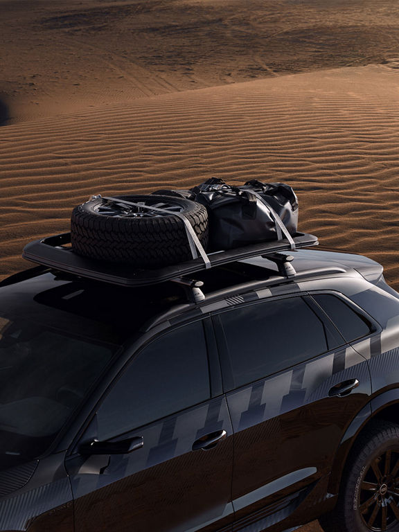 Foto del portaequipajes del Audi Q8 e-tron edition Dakar de 2024.