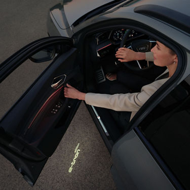 Open driver's door with floor light projection Audi Q8 Sportback e-tron