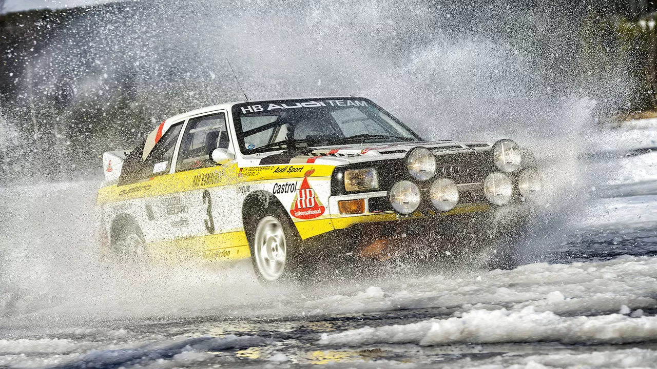 Audi quattro med Stig Blomqvist i  rally-VM  1984.