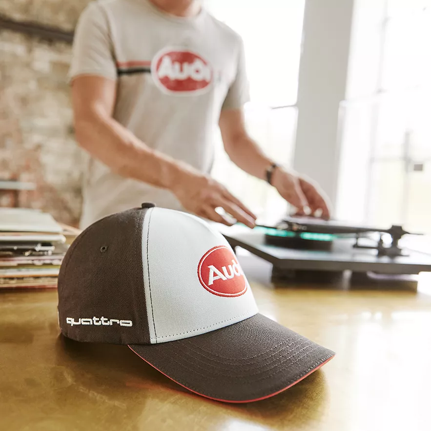 Image of Audi cap and shirt