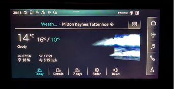 Audi electronic dashboard displaying weather information