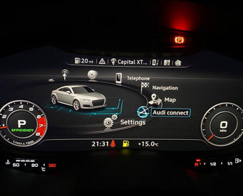 An Audi dashboard screen displaying options with 'Audi Connect' selected