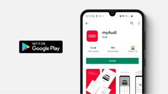 The Google Play store on a mobile phone displaying the the myAudi app information