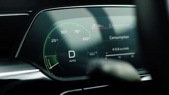 The digital dashboard display of an Audi electric vehicle