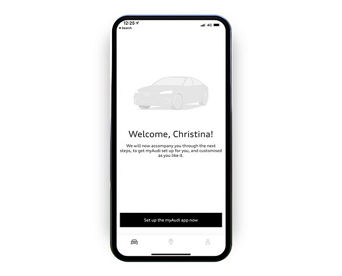 The myAudi app displaying the 'Set up the myAudi app now' button