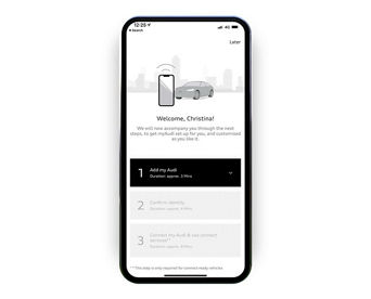 The myAudi app displaying the first option 'Add my Audi' selected