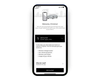 The myAudi app displaying the first option 'Add my Audi' expanded