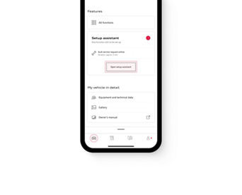 The myAudi app displaying the 'Open setup assistant' button